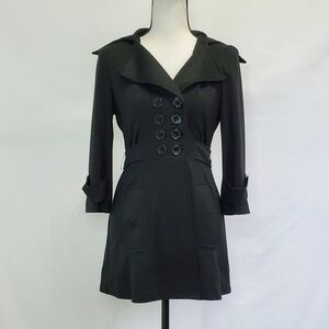 Sele Black Quarter Sleeve Pea Coat Jacket